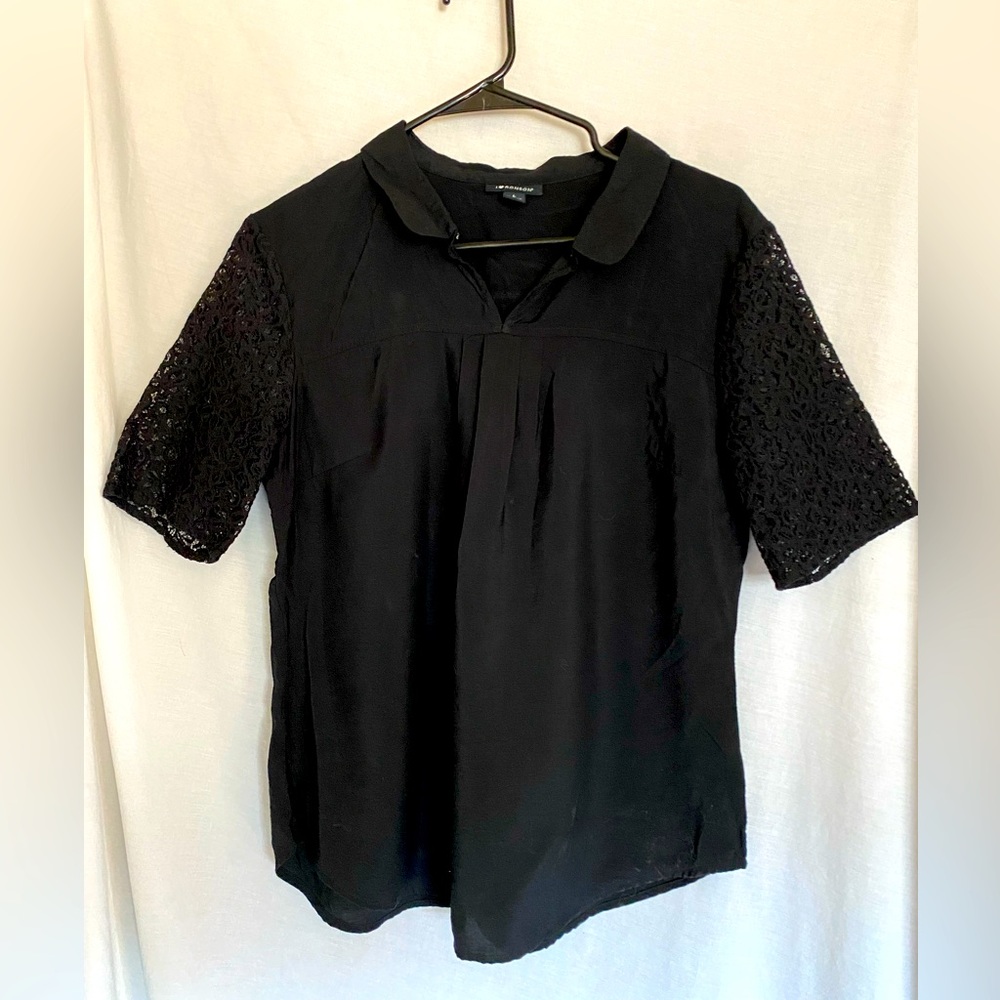 I Heart Ronson Black Top Lace Sleeves Large